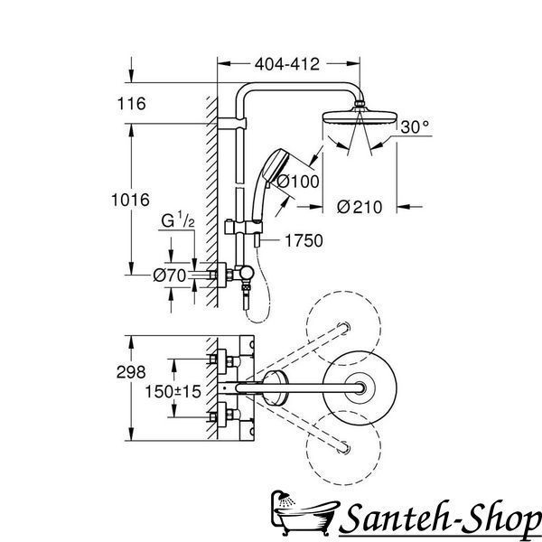 Душевая система с термостатом GROHE Tempesta 27922001 27922001 фото