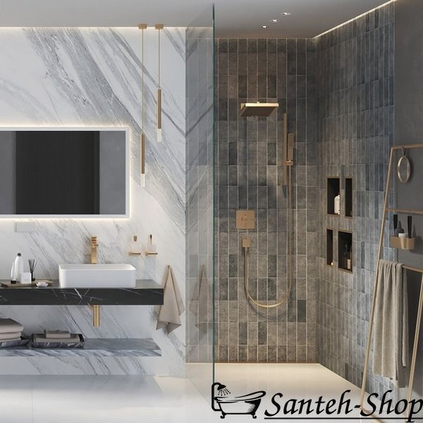 Bară de duș Hansgrohe Unica E Puro 65 cm cu furtun de 160 cm, bronz periat (24404140) 24404140 foto