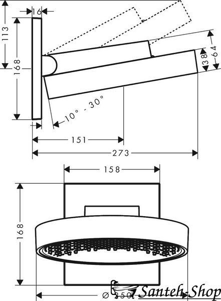 Верхний душ Hansgrohe Rainfinity 250 мм (26226700) 26226700 фото