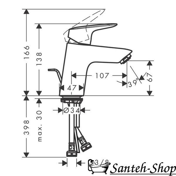 Baterie lavoar Hansgrohe Logis 70, negru mat (71070670) 71070670 foto