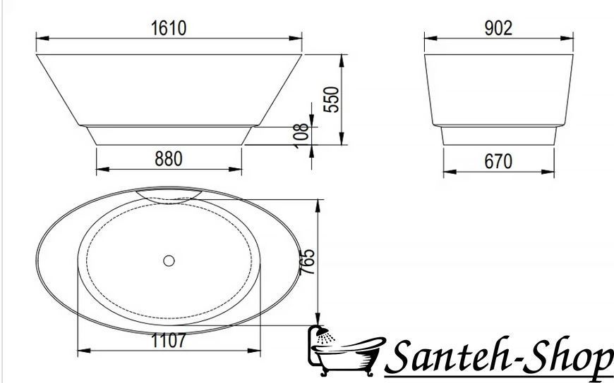 Cada de baie I-Stone Mise en place B116W3 1600*900*550mm din piatră artificială B116W3 foto
