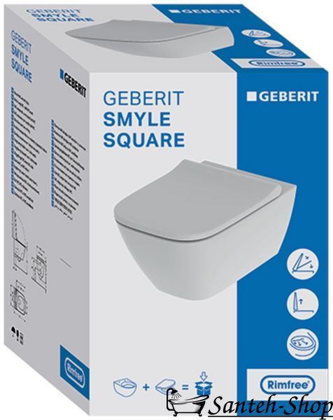 WC suspendat GEBERIT SMYLE Square Rimfree 500.683.00.2 cu scaun 500.683.00.2 foto