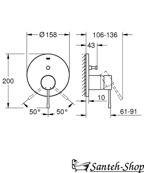 Смеситель для душа GROHE Essence 24168KF1 Phantom Black встраиваемый 1 режим 24168KF1 фото