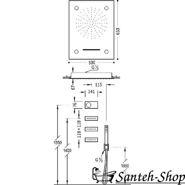 Set dus Tres SHOWER TECHNOLOGY 9286402 cu control electronic cromat 9286402 foto