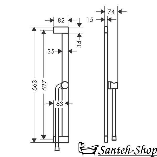 Bară de duș Hansgrohe Unica E Puro 65 cm cu furtun de 160 cm, negru mat (24404670) 24404670 foto