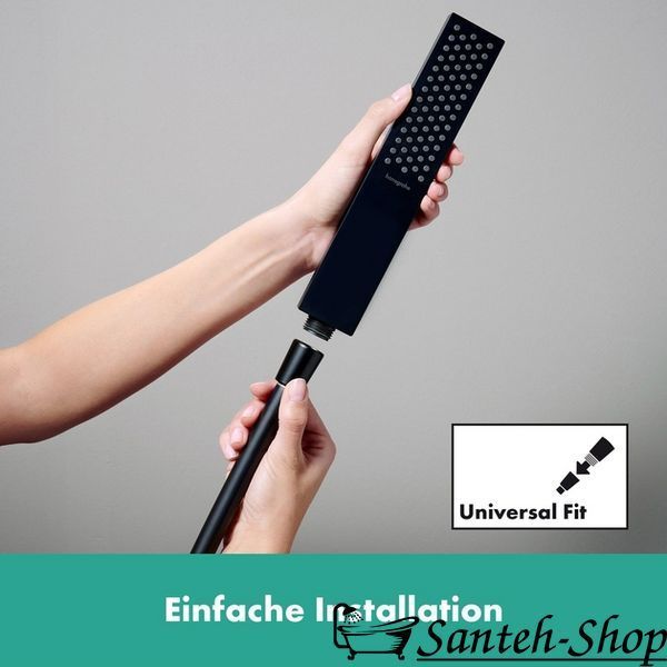Bară de duș Hansgrohe Unica E Puro 65 cm cu furtun de 160 cm, negru mat (24404670) 24404670 foto