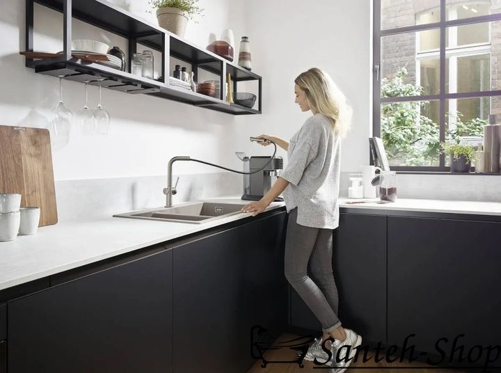 Смеситель для кухни Hansgrohe Talis 270 1jet с вытяжным изливом Sbox, Brushed Black Chrome (72809340) 72809340 фото