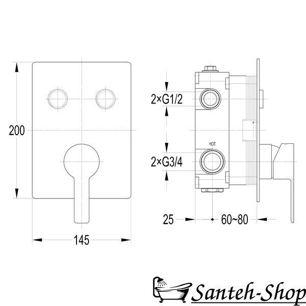 Смеситель для душа IMPRESE SMART CLICK ZMK101901201 скрытого монтажа ZMK101901201 фото