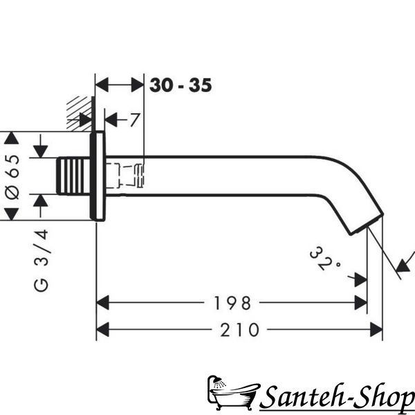 Излив для ванны Hansgrohe Tecturis S (73411700) 73411700 фото