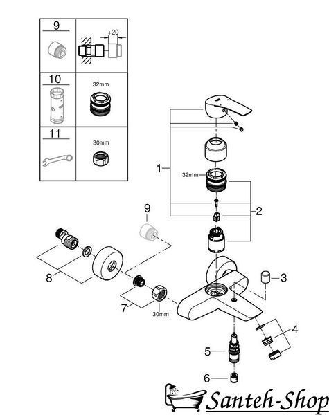 Baterie baie GROHE Eurosmart crom 33300003 33300003 foto