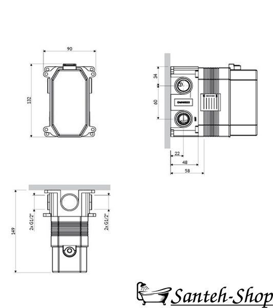 Скрытая часть смесителя OMNIRES BOX47X BOX47X фото