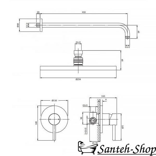Sistem de duș Omnires Y SYSY36NI &icirc;ncastrat nickel SYSY36NI foto