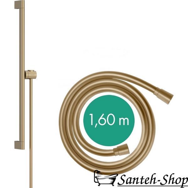 Bară de duș Hansgrohe Unica S Puro 65 cm cu furtun de 160 cm, bronz periat (24402140) 24402140 foto