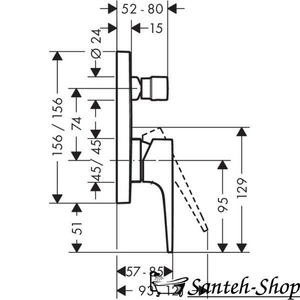 Baterie pentru cada ascuns HANSGROHE 32545700 32545700 foto