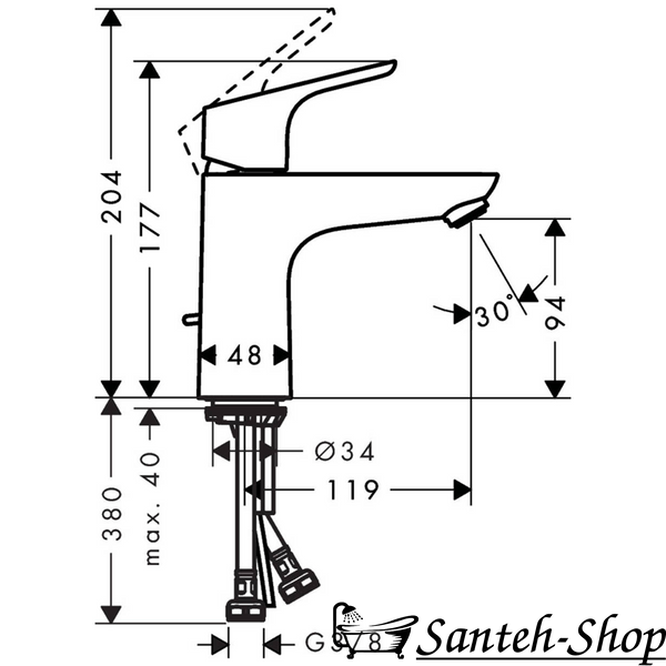 Baterie lavoar Hansgrohe Focus 31603000, 100 LowFlow cu supapă pop-up 31603000 foto