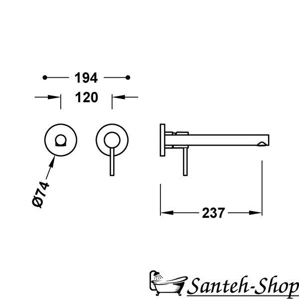 Baterie pentru lavoar Tres Max 06230022 cu monocomandă, montare ascunsă, pipă de scurgere 237 mm, cromată 06230022 foto