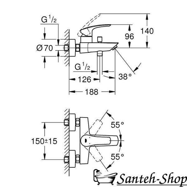 Baterie baie GROHE Eurosmart crom 33300003 33300003 foto