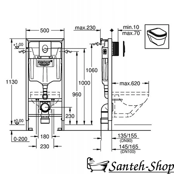 Kit pentru toaletă suspendată Grohe RAPID SL 4in1 38722001+37131000 (rezervor, elemente de fixare, buton alb - dublu flux 38505SHO, alb, cu garnitură 38722001+37131000 foto