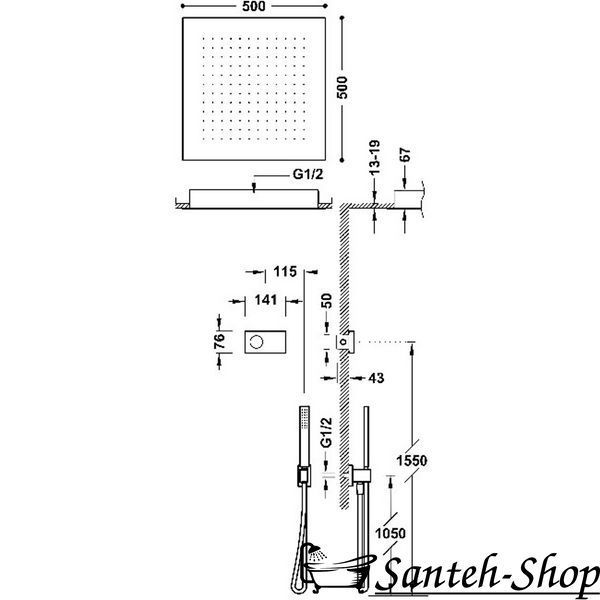 Set dus Tres SHOWER TECHNOLOGY 09286561 cu control electronic cromat 9286561 foto