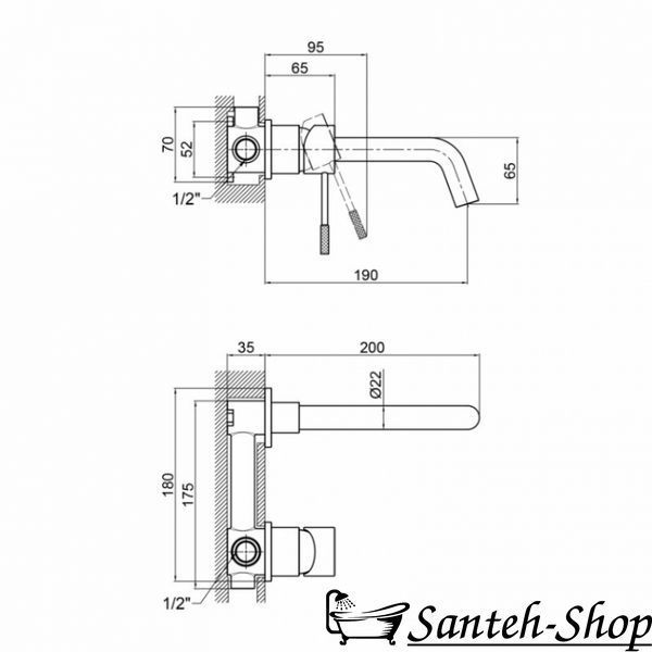 Baterie de lavoar ascuns Qtap Scorpio, Black Matt QTSCOR3050105B foto