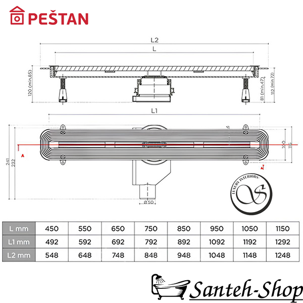 Cadă de duș Pestan Confluo Slim Line 650 cu grilă 13100033 13100033 foto