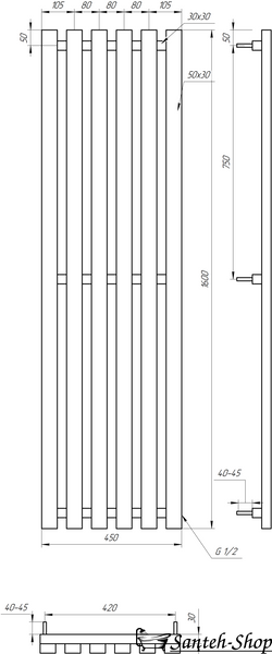 Calorifer vertical Genesis Aqua Marbel 1800x450 9003 alb Marbel 1800x450 9003 foto