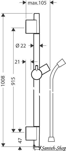 Bară de duș Hansgrohe Unica S Pura 90 cm cu furtun de 160 cm, alb mat (28631700) 28631700 foto