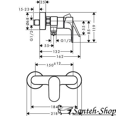 Baterie dus Hansgrohe Rebris S 72640000 72640000 foto