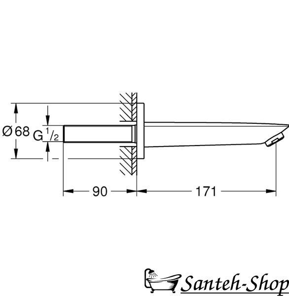 Duza de baie GROHE 13255001 BAUCOSMOPOLITAN Neutru din perete 13255001 foto