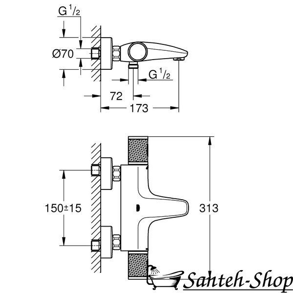 Termostat de baie GROHE GROTHERM 1000 Performance 34779000 crom 34779000 foto