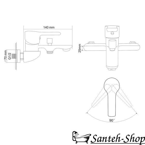 Смеситель для ванны RJ LUCK RBZ080-3 RBZ080-3 фото
