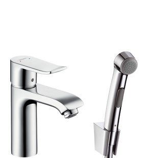 Baterie de lavoar Hansgrohe Mertis cu pulverizator igienic și gunoi de apăsare, crom (31285000) 31285000 foto