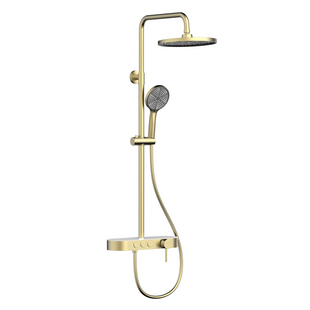 Sistem de duș VOLLE SISTEMA V 1593.090115 (baterie duș, duș d250 mm, cap de duș 120 mm 3 moduri, furtun 1500 mm PVC), periat auriu 1593.090115 foto