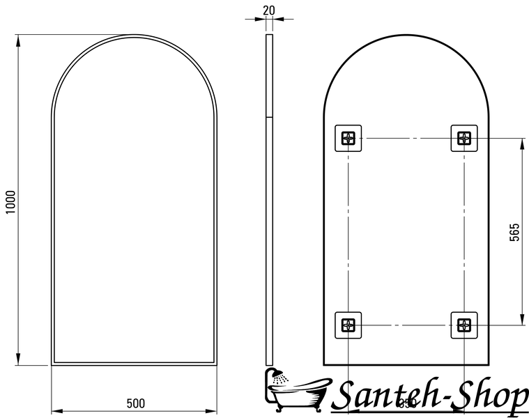 Зеркало DEANTE SILIA ADI_C851, подвесное 500 x 1000 x 20 мм, в раме, брашированная бронза ADI_C851 фото