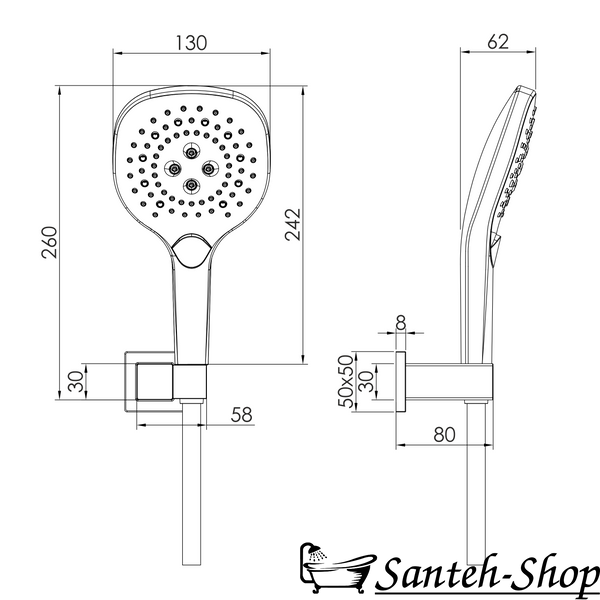 Душевой гарнитур IMPRESE BILOVEC f03800906AP (лейка, держатель, шланг PVC), никель f03800906AP фото