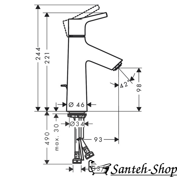 Baterie de lavoar Hansgrohe Talis S 72020000 cu duza medie 72020000 foto