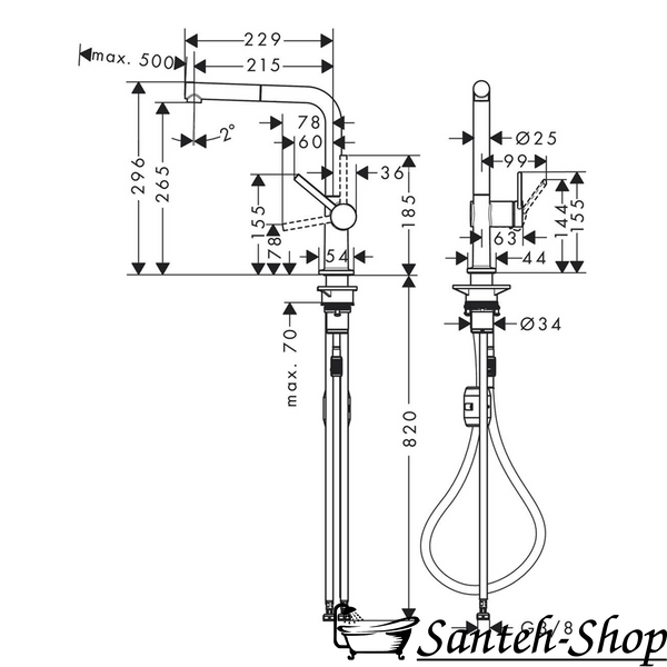 Baterie chiuveta Hansgrohe 72808670 Talis M54 cu dus extrabil 72808670 foto