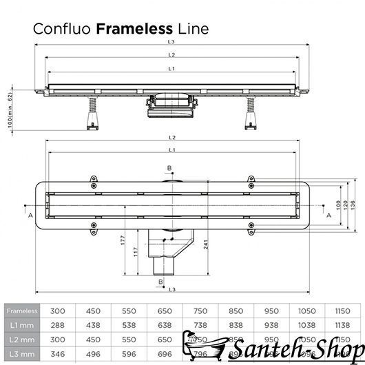 Scurgere liniară Pestan Confluo Linie fără cadru 750 (750 mm, oțel inoxidabil/fasie) 13701232 13701232 foto