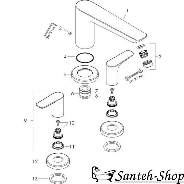 Baterie de baie Hansgrohe Talis E, cu 3 orificii 71747000 foto