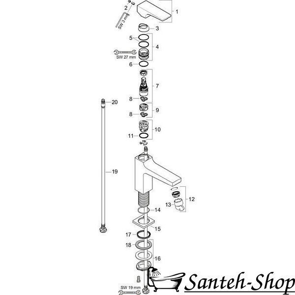 Смеситель для умывальника HANSGROHE METROPOL 100 32500990 фото