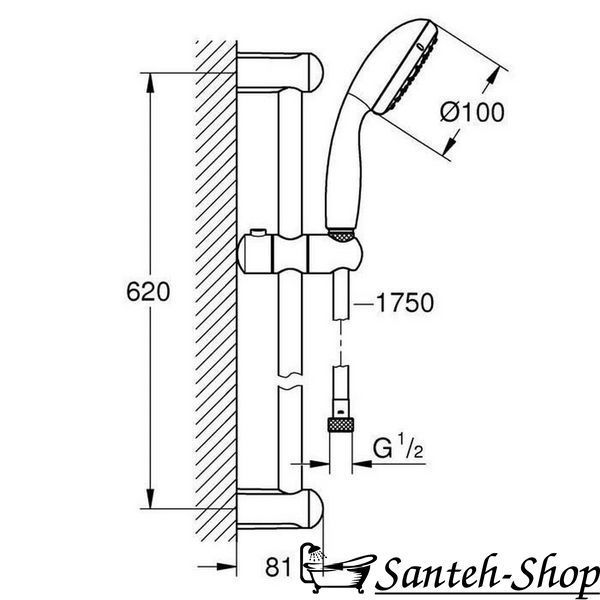 Душевой гарнитур GROHE Tempesta New 600мм 27598001 27598001 фото