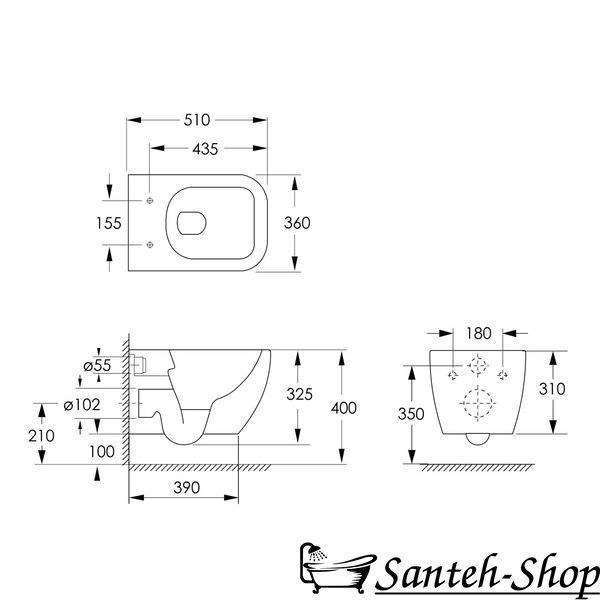 WC suspendat Imprese VALTICE i1105 Rimless 51*36*40cm i1105 foto