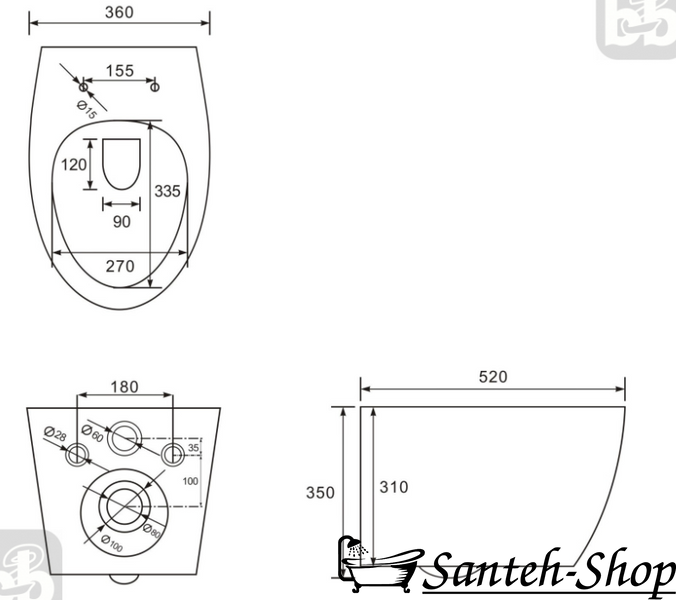 WC suspendat Imprese SAFIR Rimless i11217, 52*36*35cm, scaun Duroplast i11217 foto
