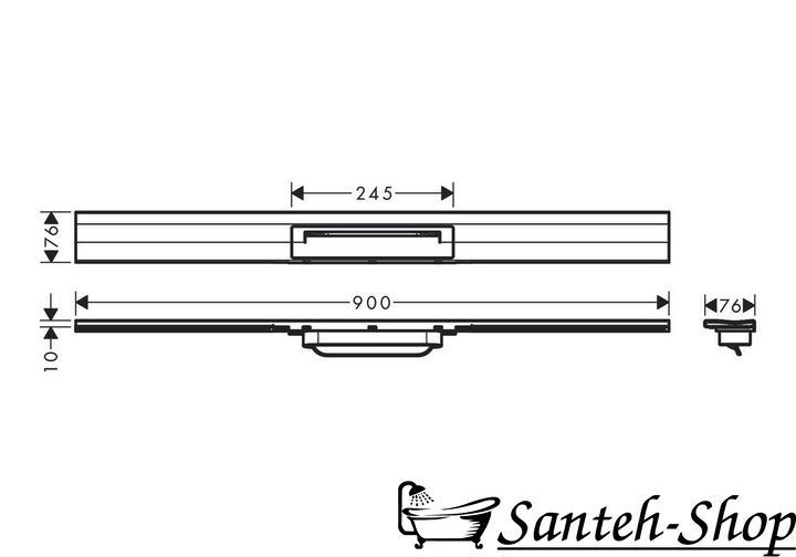 Sifon de duș Hansgrohe RainDrain Flex pentru canal (montat pe perete) 90 cm, negru periat (56052340) 56052340 foto
