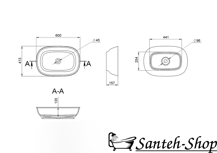 Lavoar MIRAGGIO SANTORINI White 600x413x157 mm SANTORINI White foto