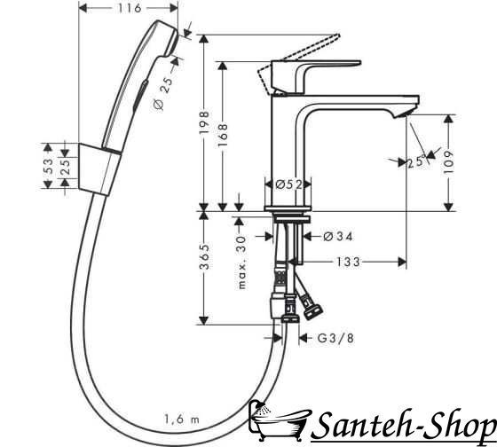 Baterie lavoar Hansgrohe 72215670 Rebris E 110 72215670 foto