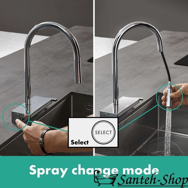 Смеситель для кухонной мойки Hansgrohe 73837000 Aquno Select M81 с выдвижным душ 73837000 фото