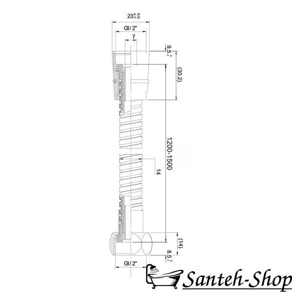 Furtun de dus IMPRESE SS f03600101SA extensibil cu impletitura dubla f03600101SA foto
