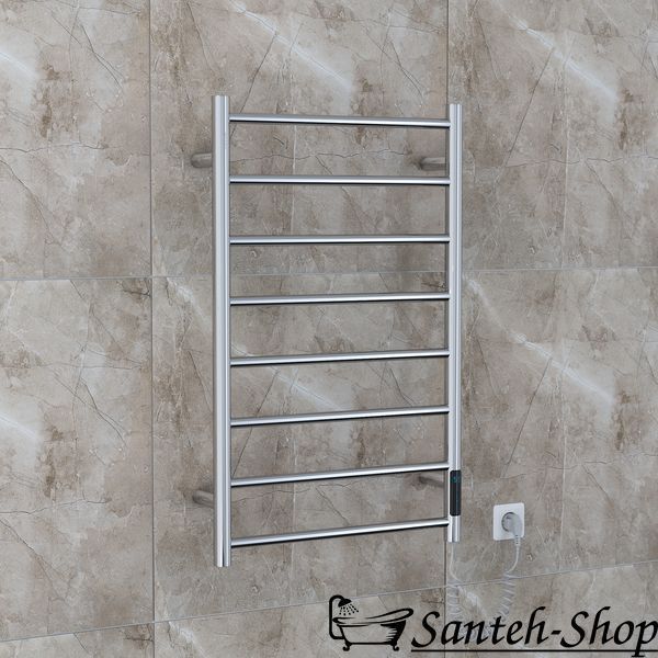 Suport electric incalzit pentru prosoape VOLLE RONDO R, 120W, 500*800mm, otel 304, cerc 8 jumperi, cronometru, termostat 70&deg;C, crom 9235.000001 foto