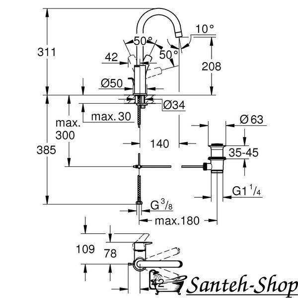 Baterie lavoar GROHE Eurosmart XL-Size crom 23537003 23537003 foto